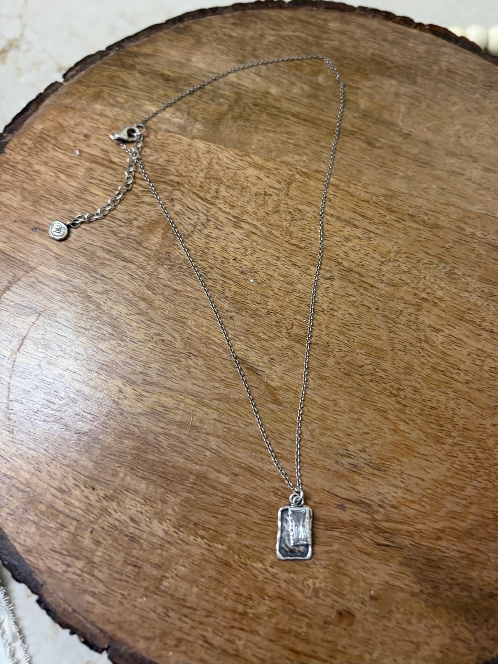Silpada 925 Sterling Silver Rectangular Pendant with rectangular cz. Retired.
